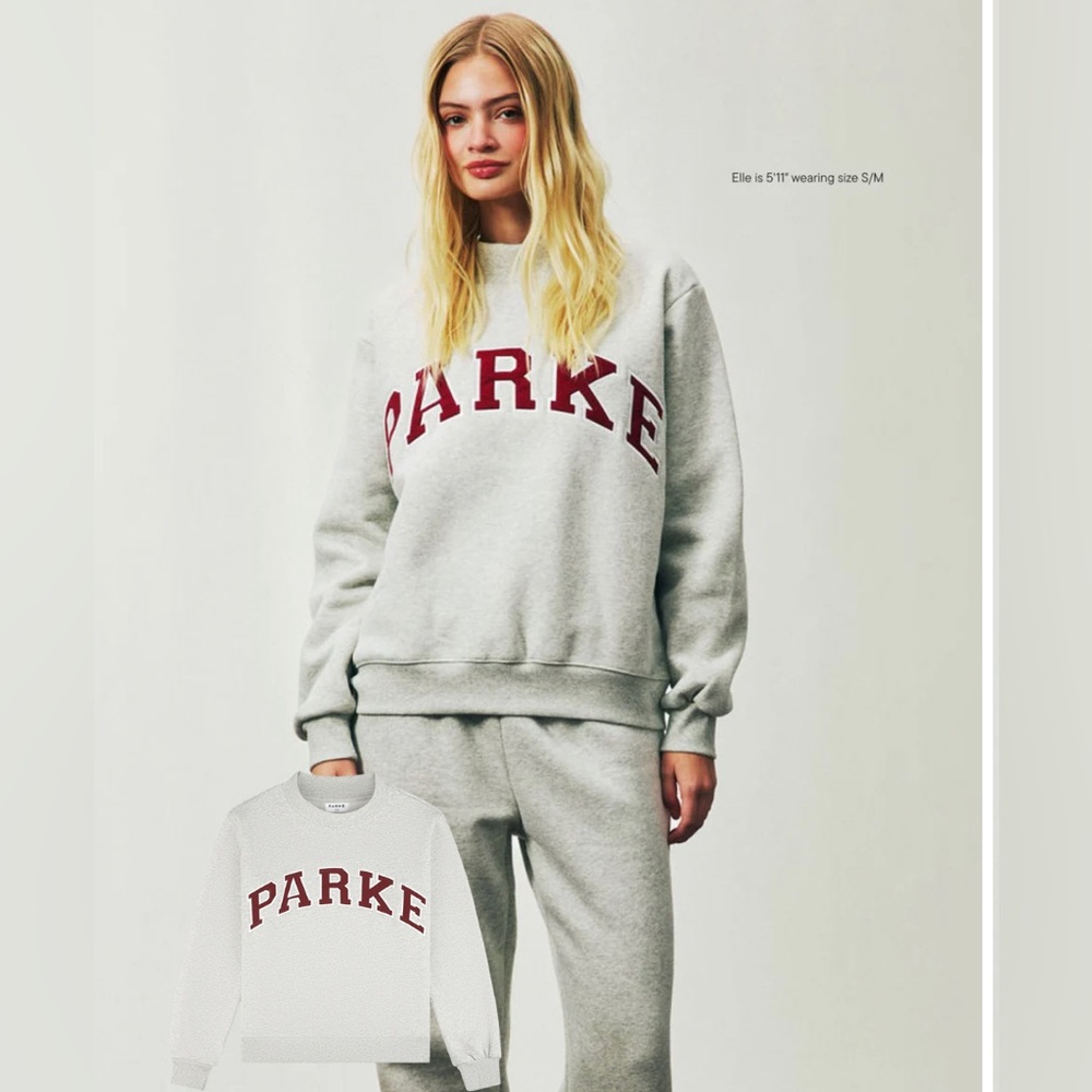 NWT PARKE Holiday fleece mockneck sweatshirt gray + maroon, size S/M
